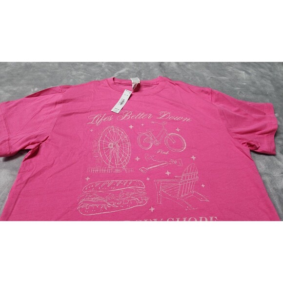 Victoria's Secret Pink Small Pink Jersey Shore Campus Tee NWT - Picture 2 of 7